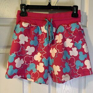 Disney Women's Mickey Mouse Ears Shorts Size S Pink Fleece Vacation Loungewear